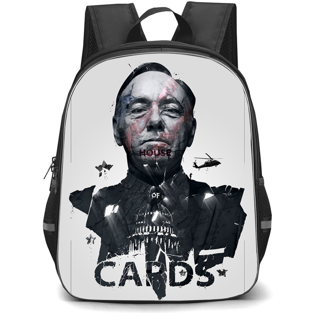 House of Cards Backpack StudentPack - House of Cards Grayscale Poster Illustration By Adam Spizak
