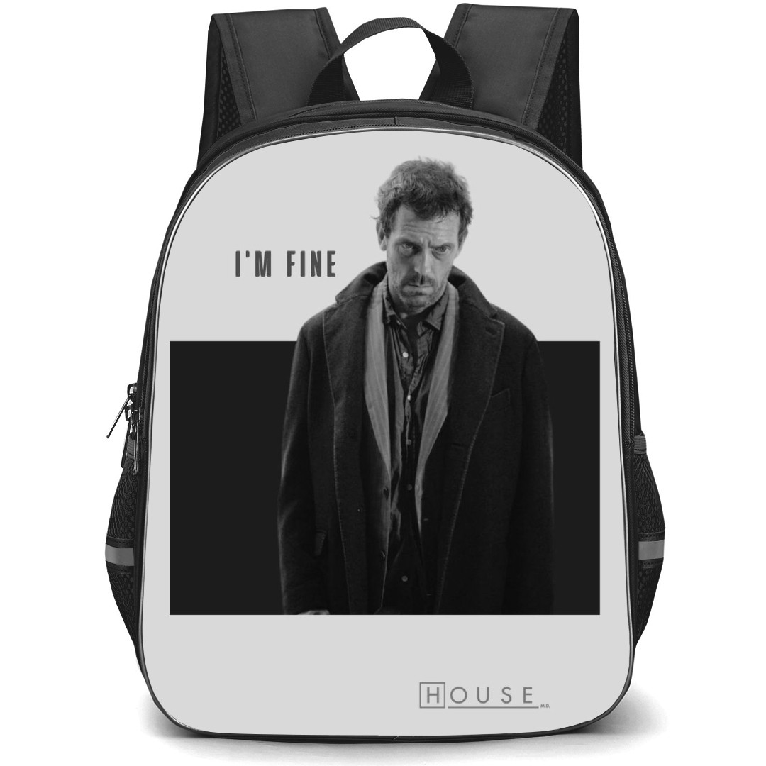 House Backpack StudentPack - Dr. Gregory House Standing Grayscale Poster