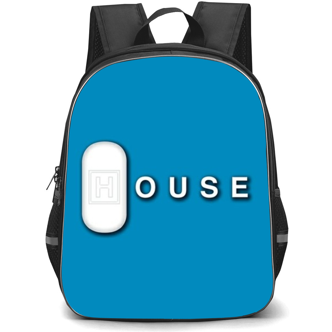 House Backpack StudentPack - House Minimalist Art On Blue Background