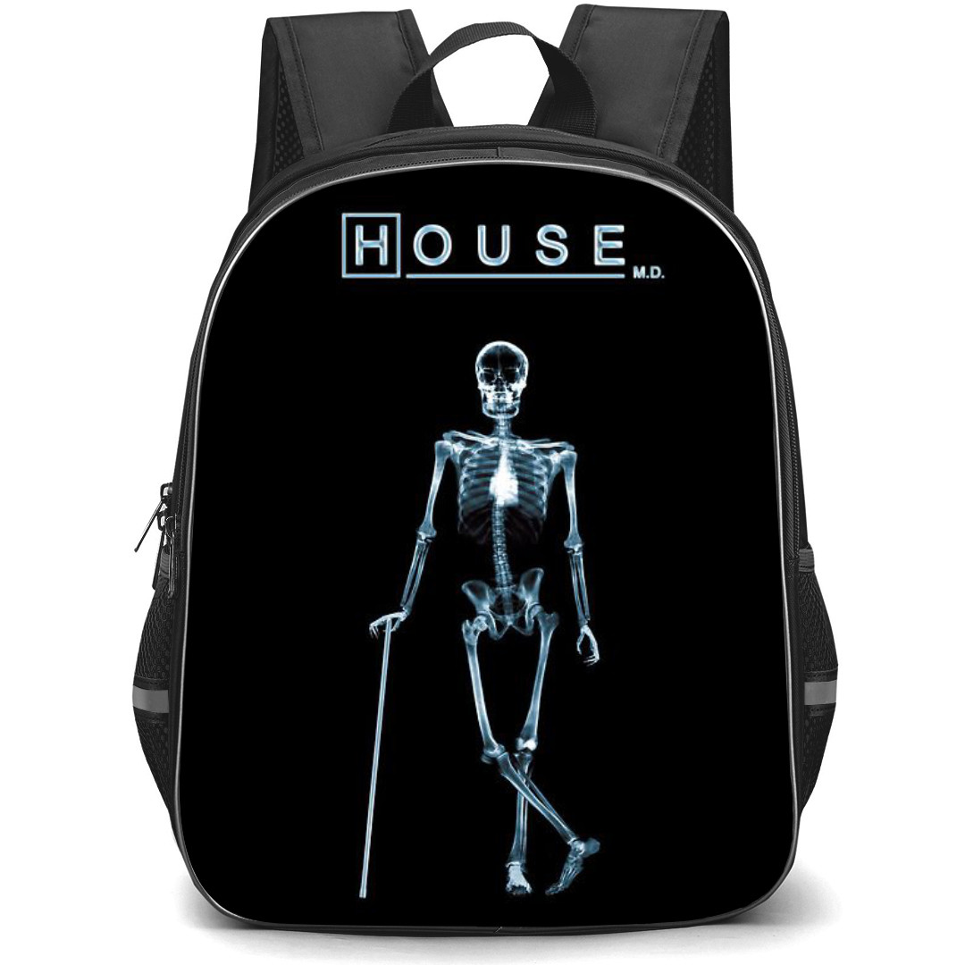 House Backpack StudentPack - House Skeleton Standing On Black Blackground