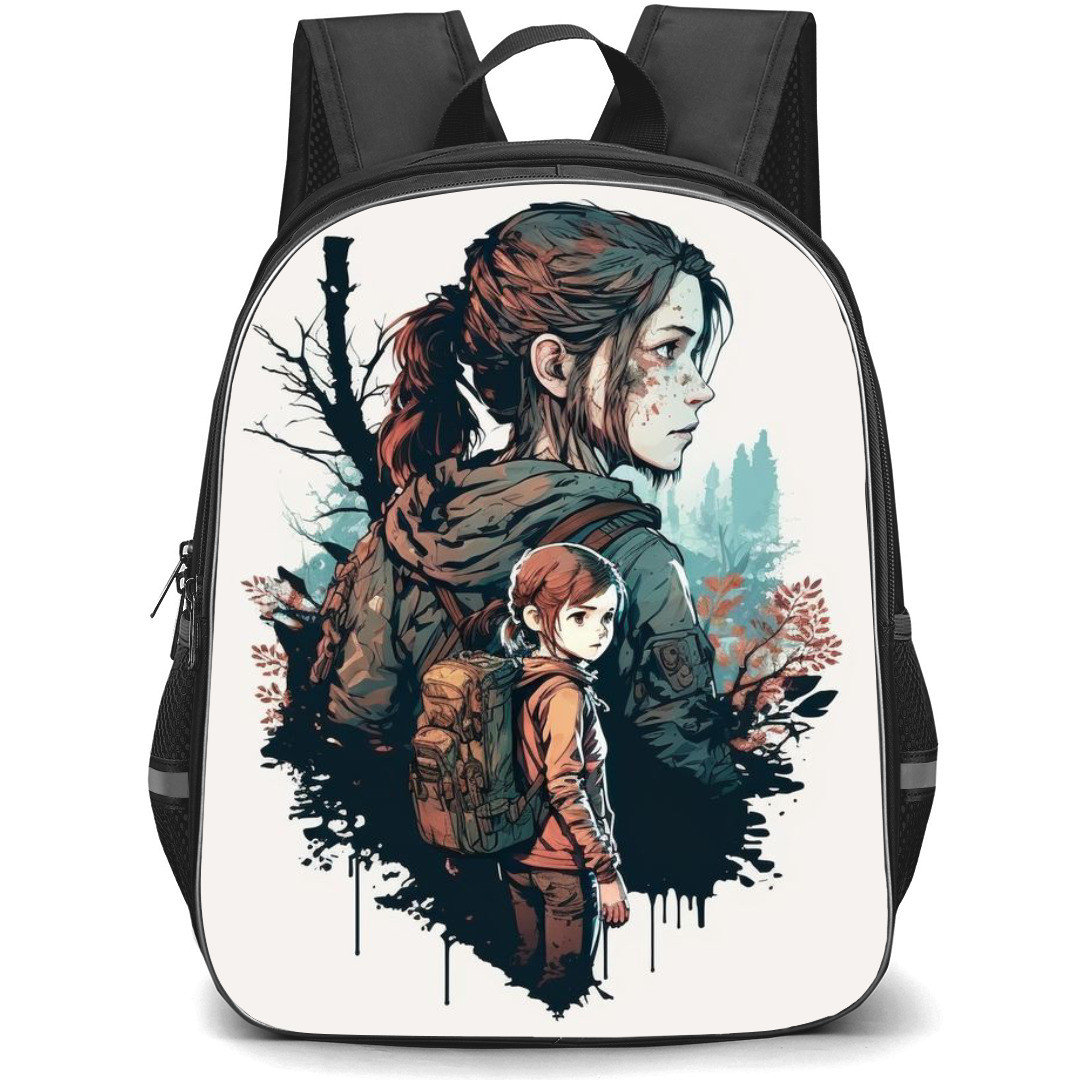 The Last of Us Backpack StudentPack - Ellie Williams Cartoon Art On White Background