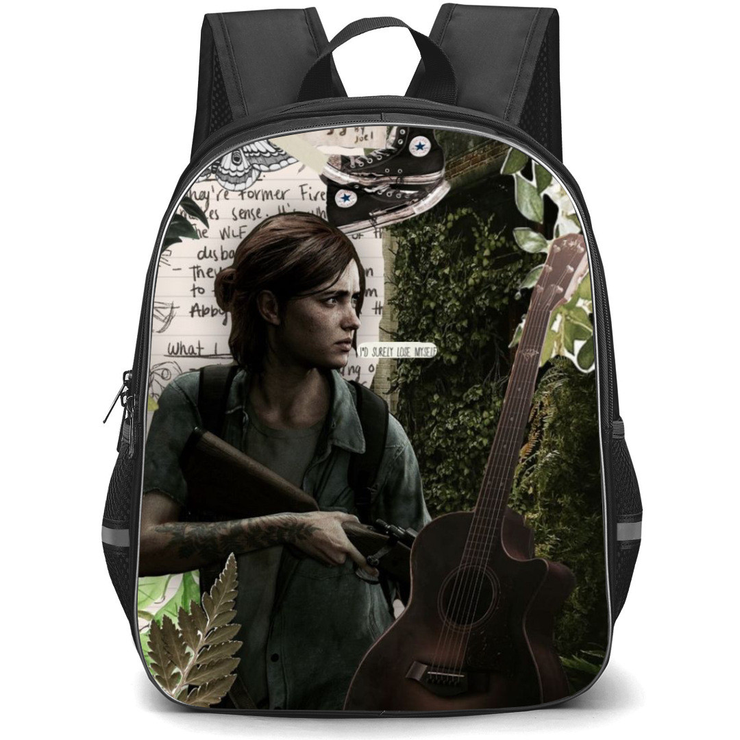 The Last of Us Backpack StudentPack - Ellie Williams Holding Rifle On Greenary Background