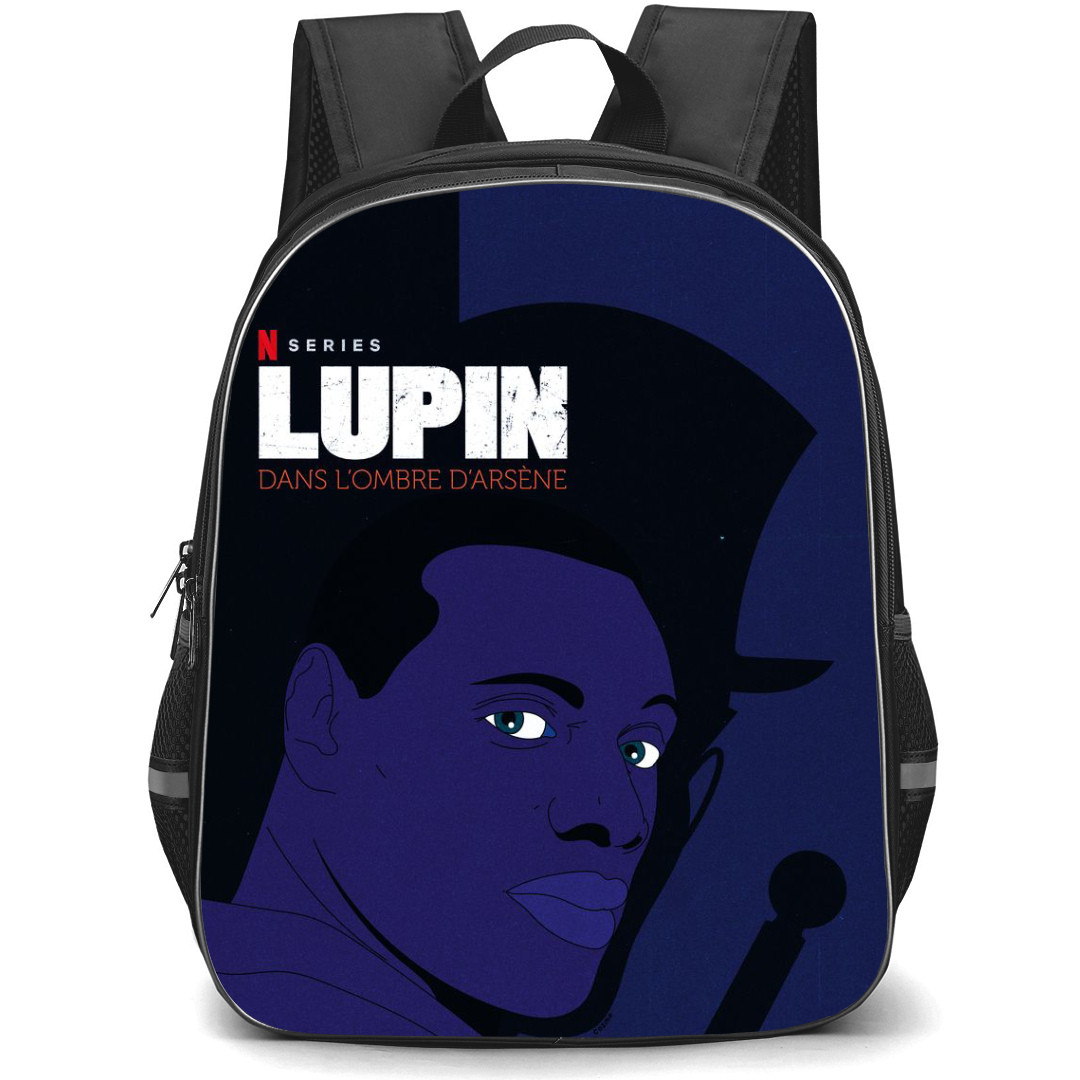 Lupin Backpack StudentPack - Lupin Netflix Series Blue Black Illustration Art