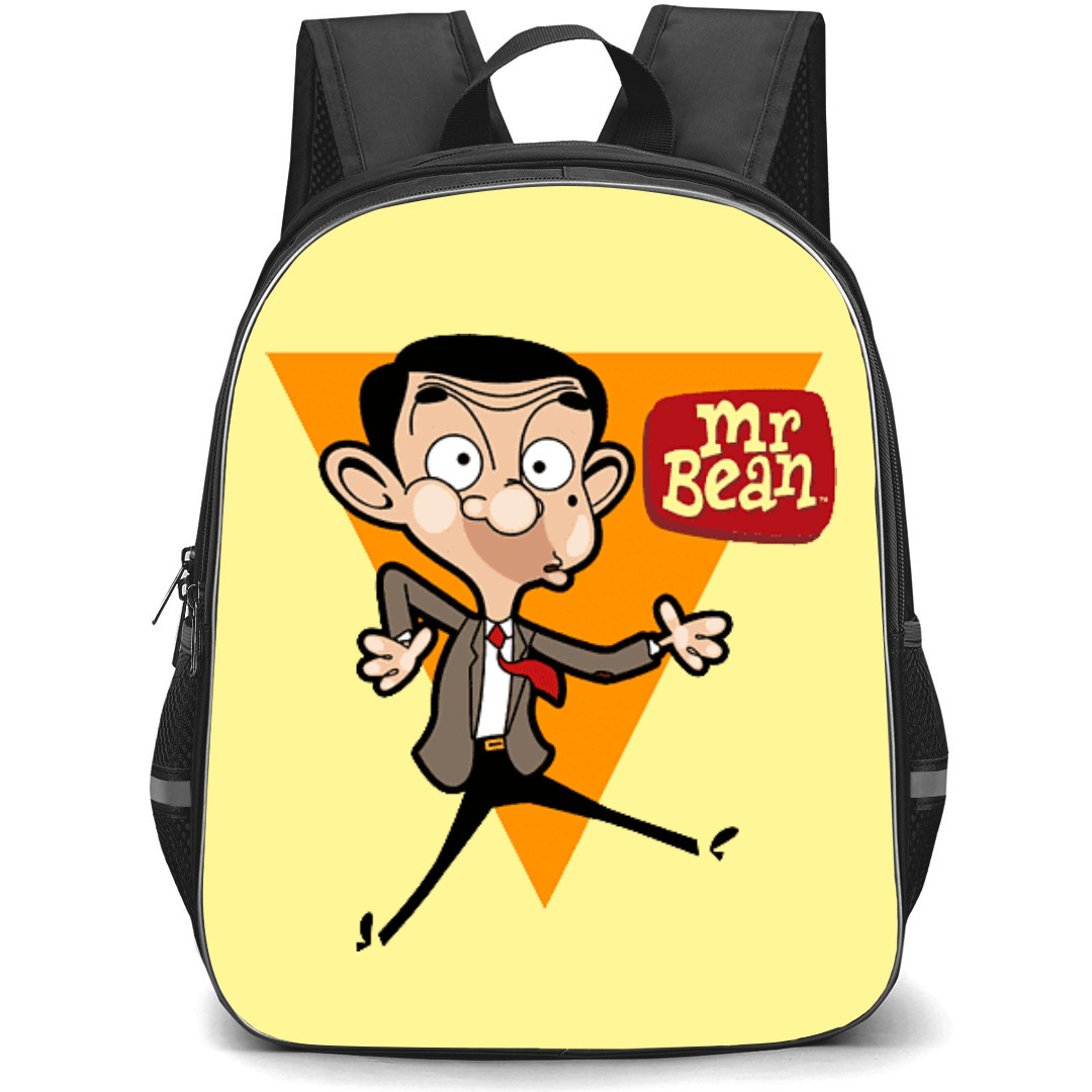 Mr. Bean Backpack StudentPack - Mr. Bean Animated Cartoon Art On Tringle Background Sticker
