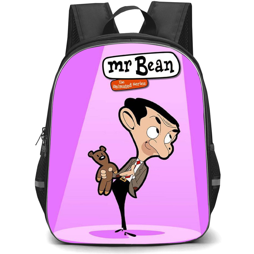 Mr. Bean Backpack StudentPack - Mr. Bean The Animated Series Poster Purple Background