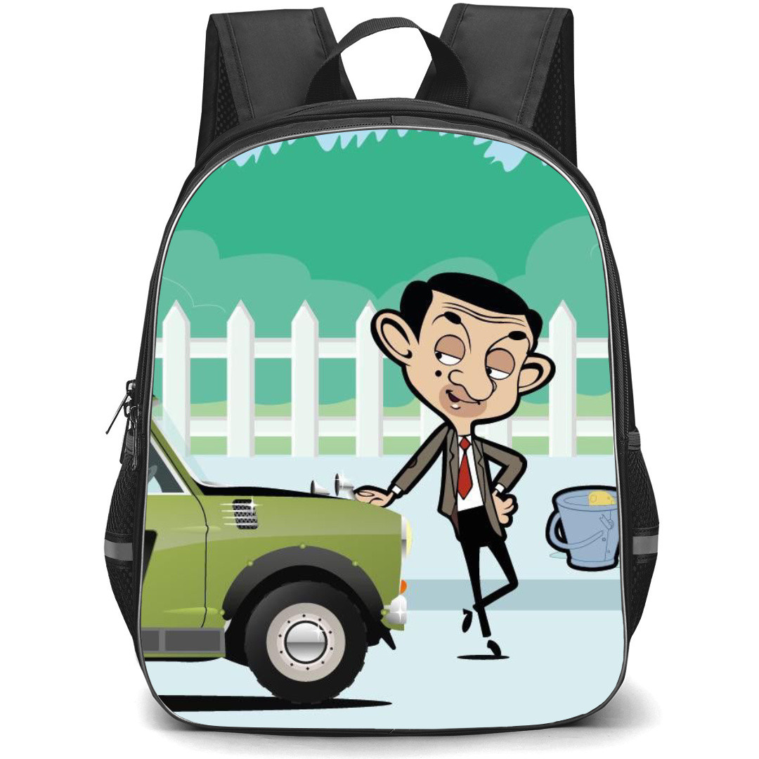 Mr. Bean Backpack StudentPack - Mr. Bean And Car Cartoon Poster