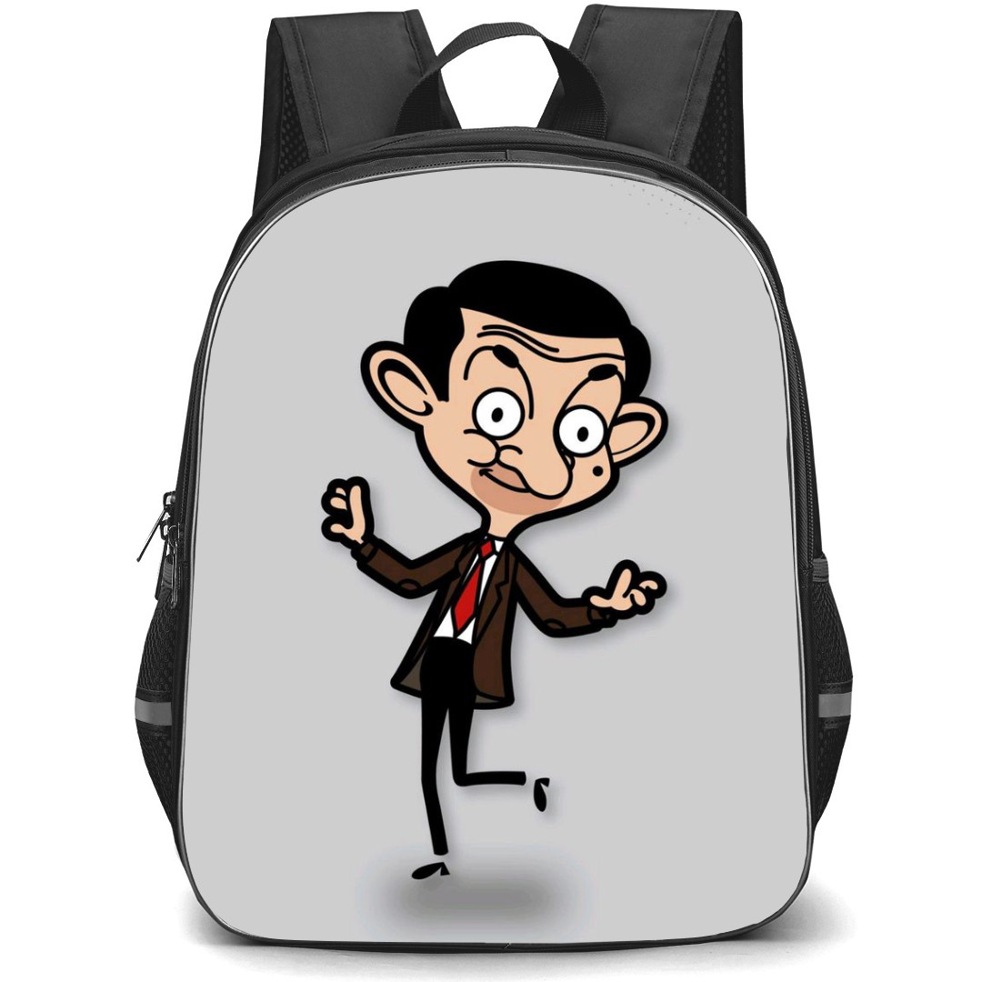 Mr. Bean Backpack StudentPack - Mr. Bean Cartoon Art Dancing On Gray Background