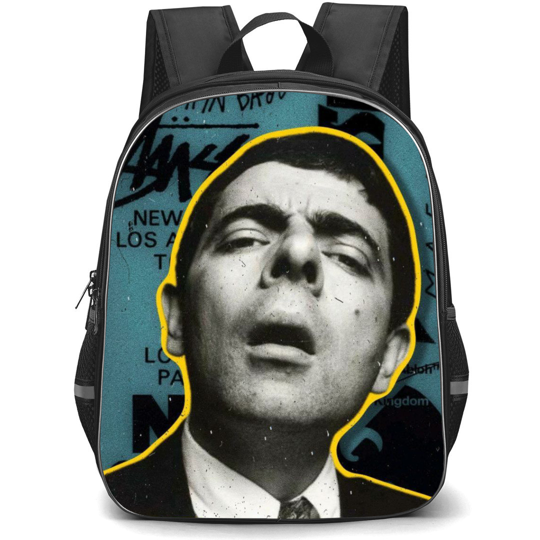 Mr. Bean Backpack StudentPack - Mr. Bean Grayscale Portrait On Typography Background