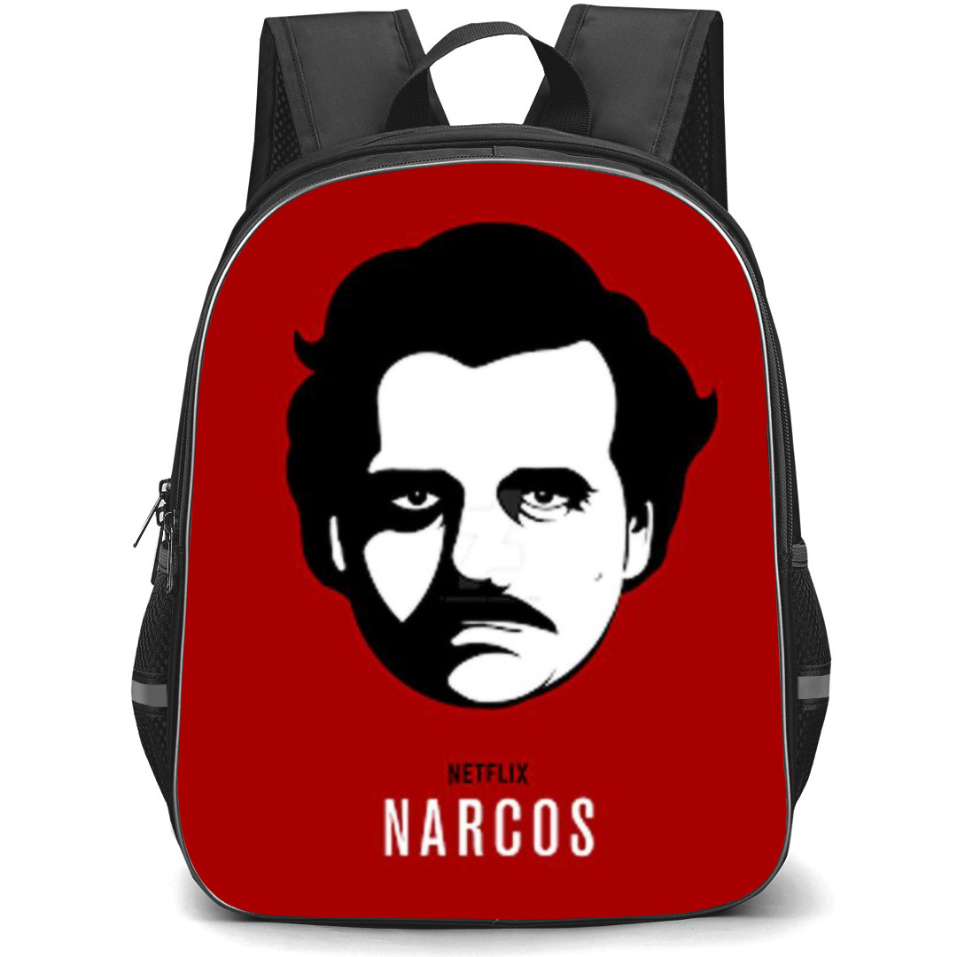 Narcos Backpack StudentPack - Narcos Pablo Escobar Grayscale Avatar On Red Background