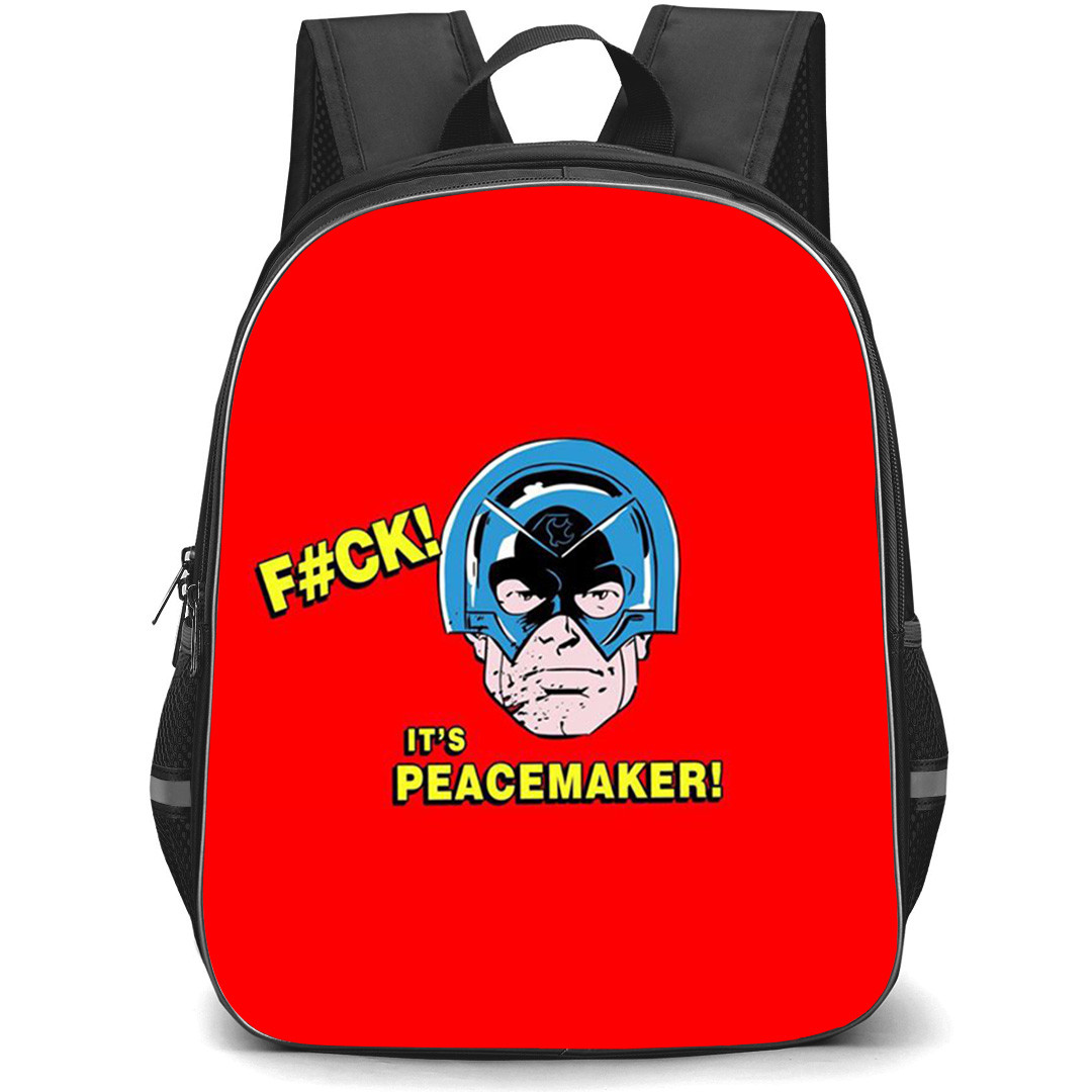 Peacemaker Backpack School Bag StudentPack - Peacemaker Head Comic Style Red Background