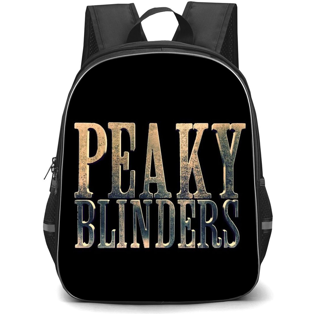 Peaky Blinders Backpack StudentPack - Peaky Blinders Gold Metal Logo On Black Background