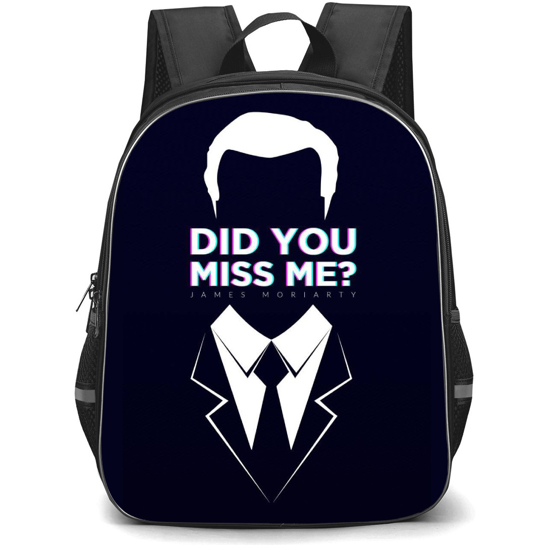 Sherlock Backpack StudentPack - Jim Moriarty Faceless Black And White Illustration Did You Miss Me