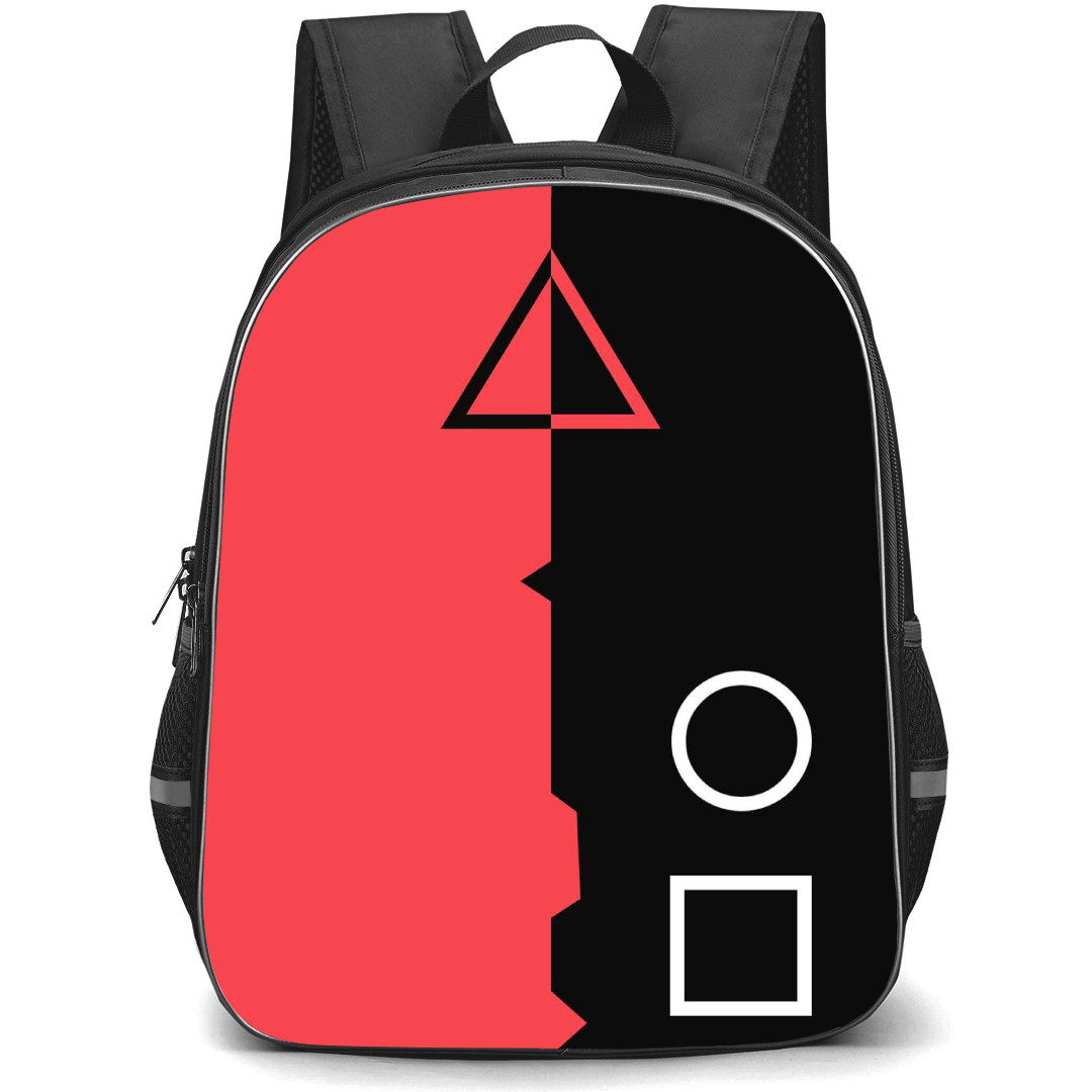 Squid Game Backpack StudentPack - Squid Game A Black And Red Cover With A Triangle In The Middle