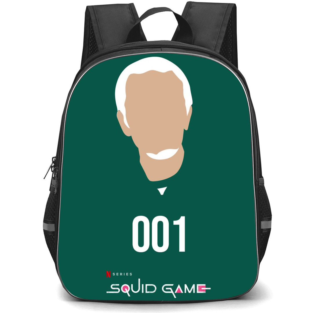 Squid Game Backpack StudentPack - Oh Il-Nam 001 Minimalist Avatar On Green Background