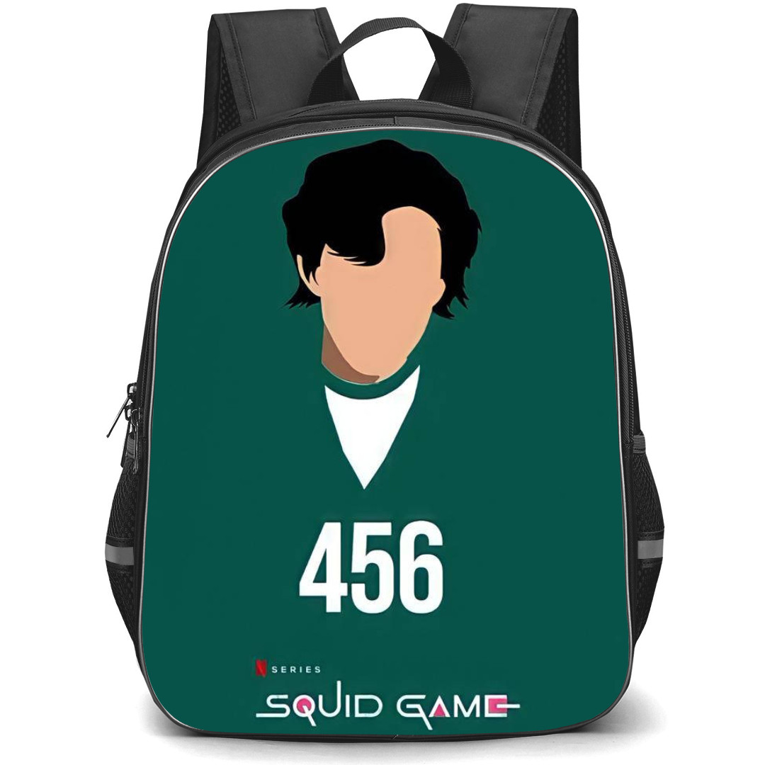 Squid Game Backpack StudentPack - Seong Gi-Hun 456 Minimalist Avatar On Green Background