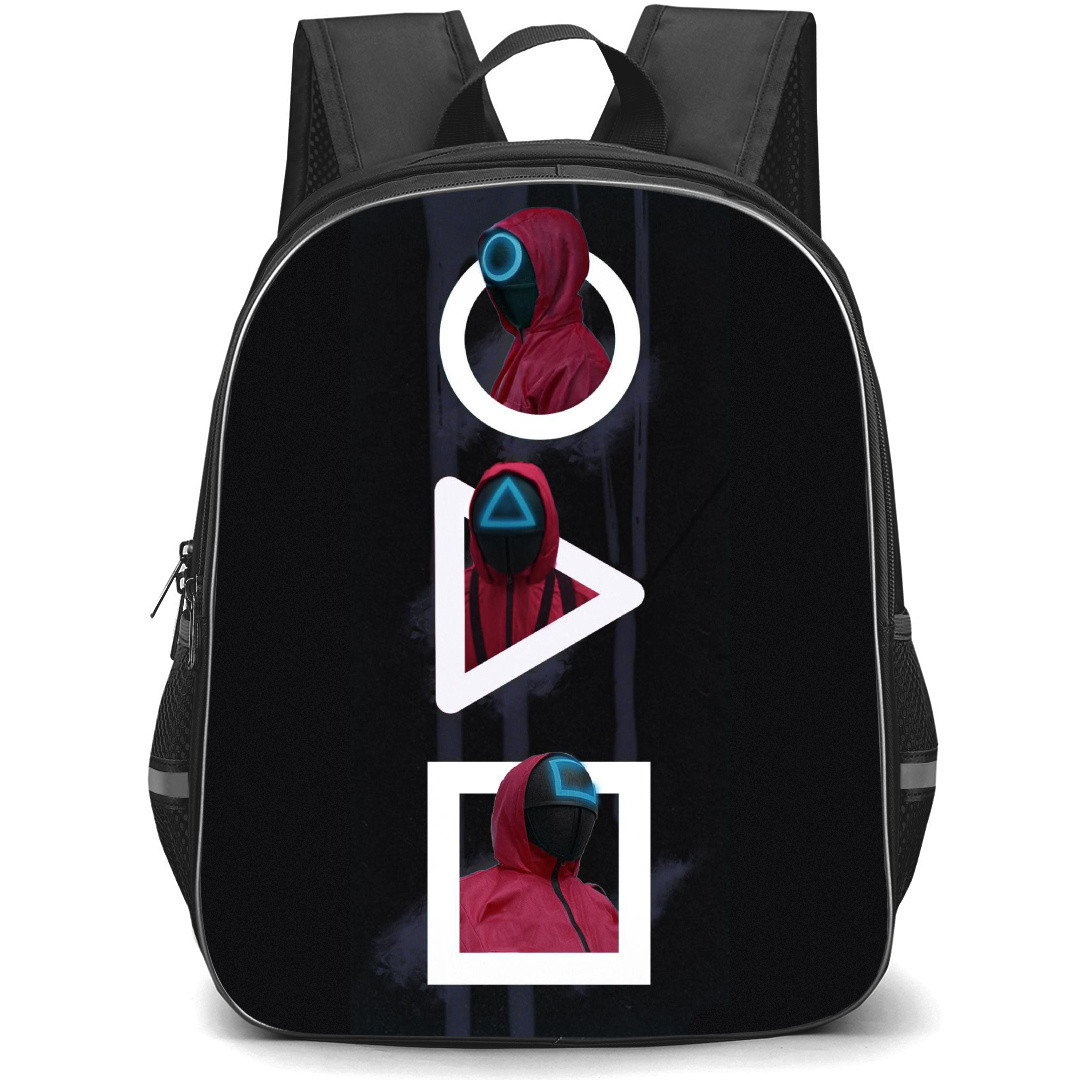 Squid Game Backpack StudentPack - Squid Game Squid Soldier On Black Background
