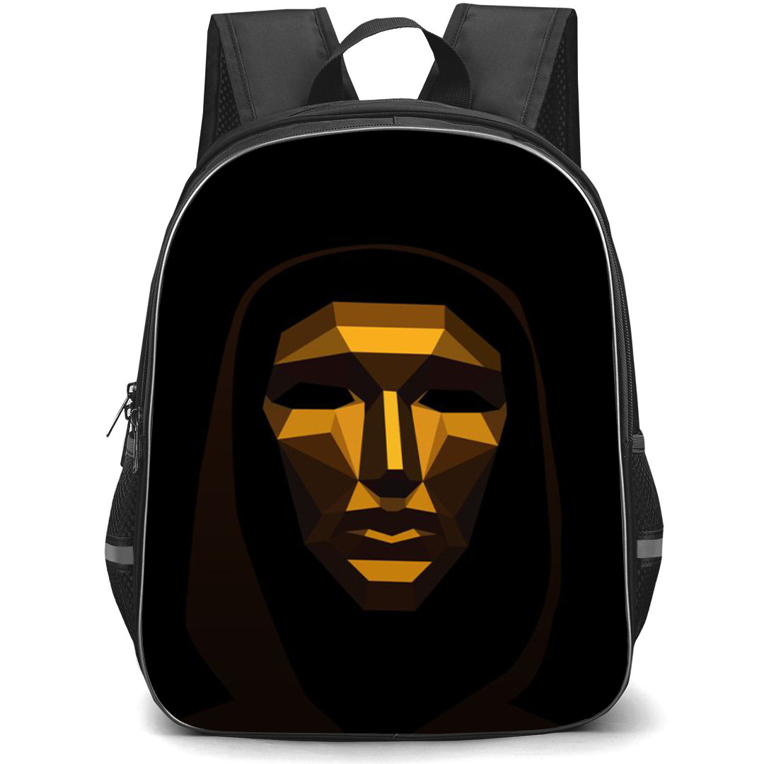 Squid Game 2 Backpack StudentPack - Squid Game 2 Frontman Golden Mask On Dark Background