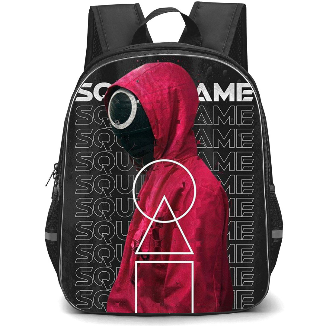 Squid Game 2 Backpack StudentPack - Squid Game 2 Member With Red Jacket Standing On Dark Background
