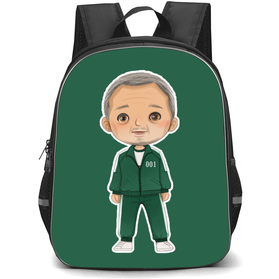 Squid Game 2 Oh Il-Nam Backpack StudentPack - Oh Il-Nam Sitting Flat Illustration Art Sticker