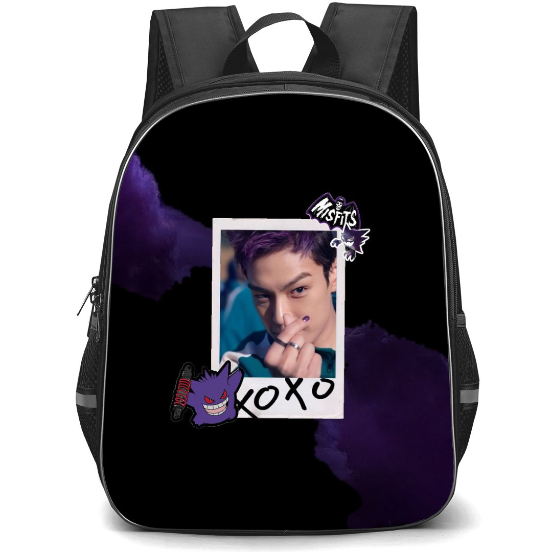 Squid Game 2 Thanos Backpack StudentPack - Thanos Showing Finger Heart Sticker On Dark Purple Background