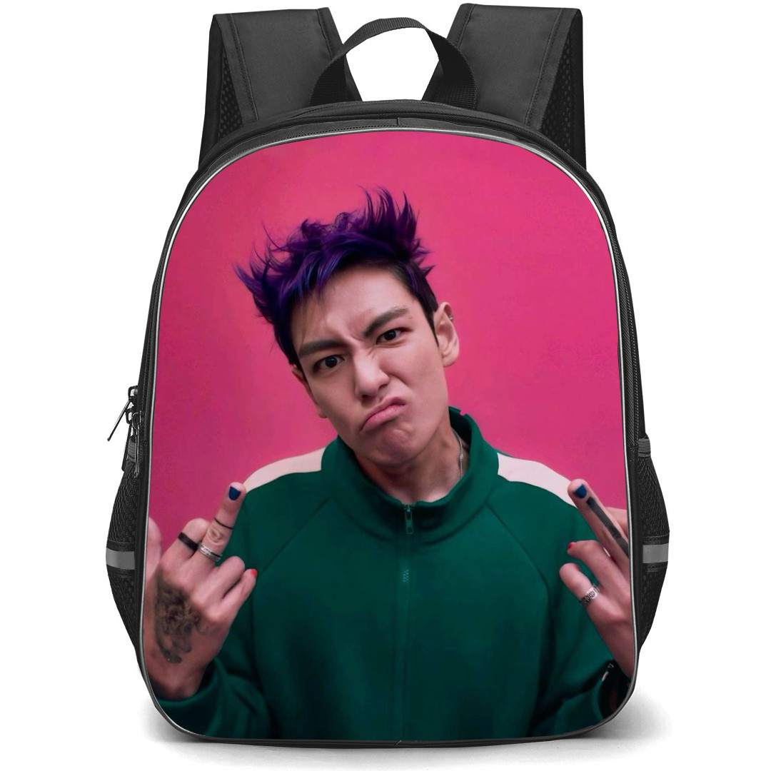 Squid Game 2 Thanos Backpack StudentPack - Thanos showing Middle Fingure On Pink Background