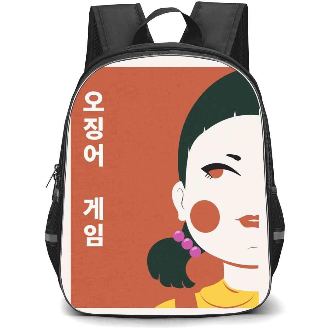 Squid Game 2 Younghee Backpack StudentPack - Younghee Doll Half Face Minimal Poster