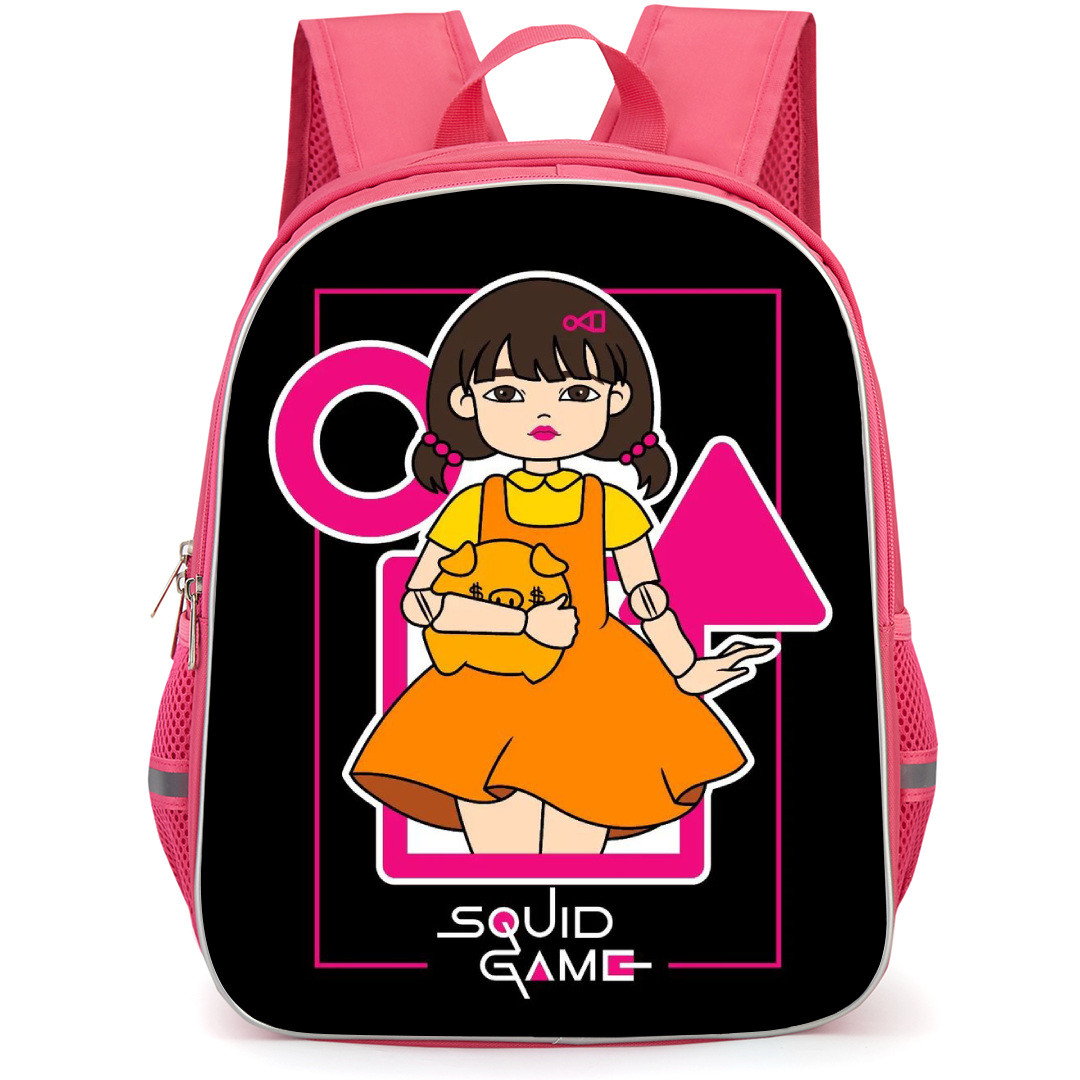 Squid Game 2 Younghee Backpack StudentPack - Younghee Doll Sticker On Black Background