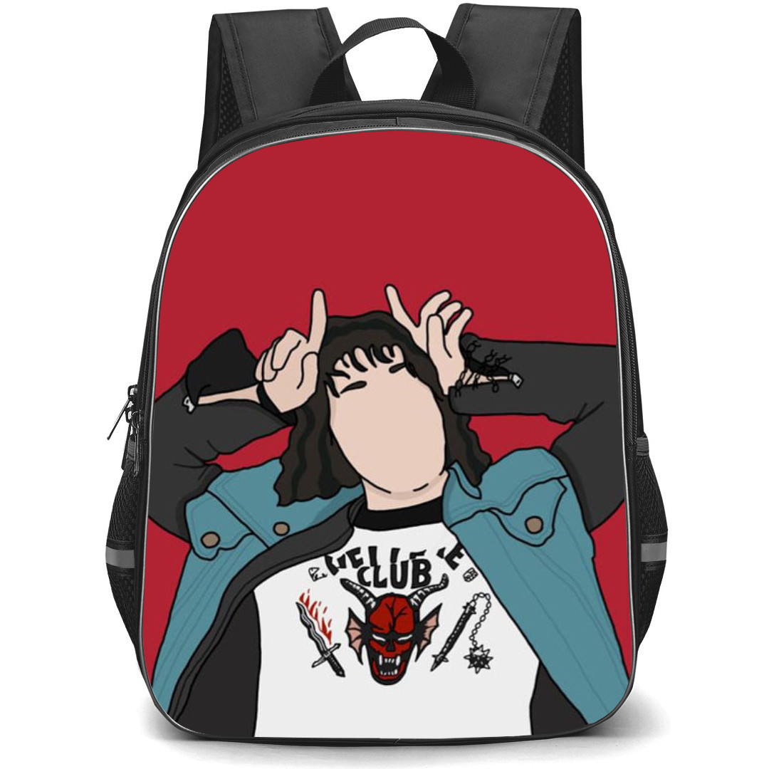 Stranger Things Eddie Munson Backpack School Bag StudentPack - Eddie Munson Illustration Art with Red Background