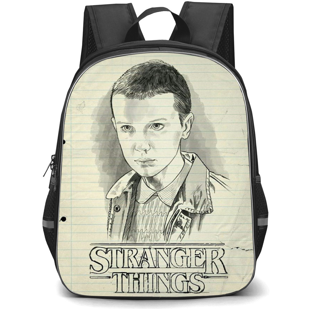 Stranger Things Eleven Backpack School Bag StudentPack - Eleven Boy Pencil Sketch on Paper