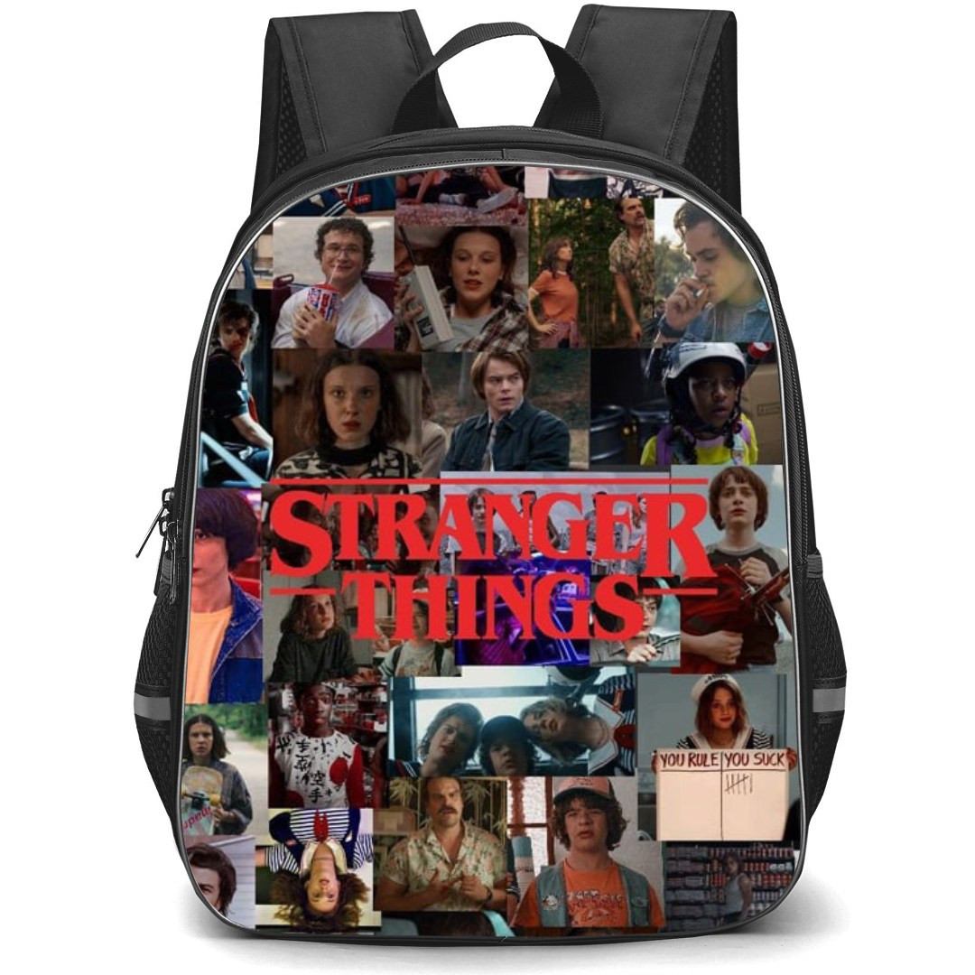Stranger Things Backpack School Bag StudentPack - Stranger Things Lot of Movie Characters Collage Art