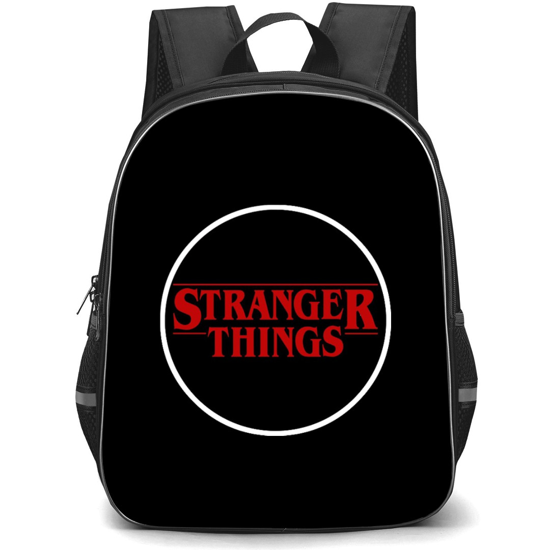 Stranger Things Backpack School Bag StudentPack - Stranger Things Red Text Logo on Black Background