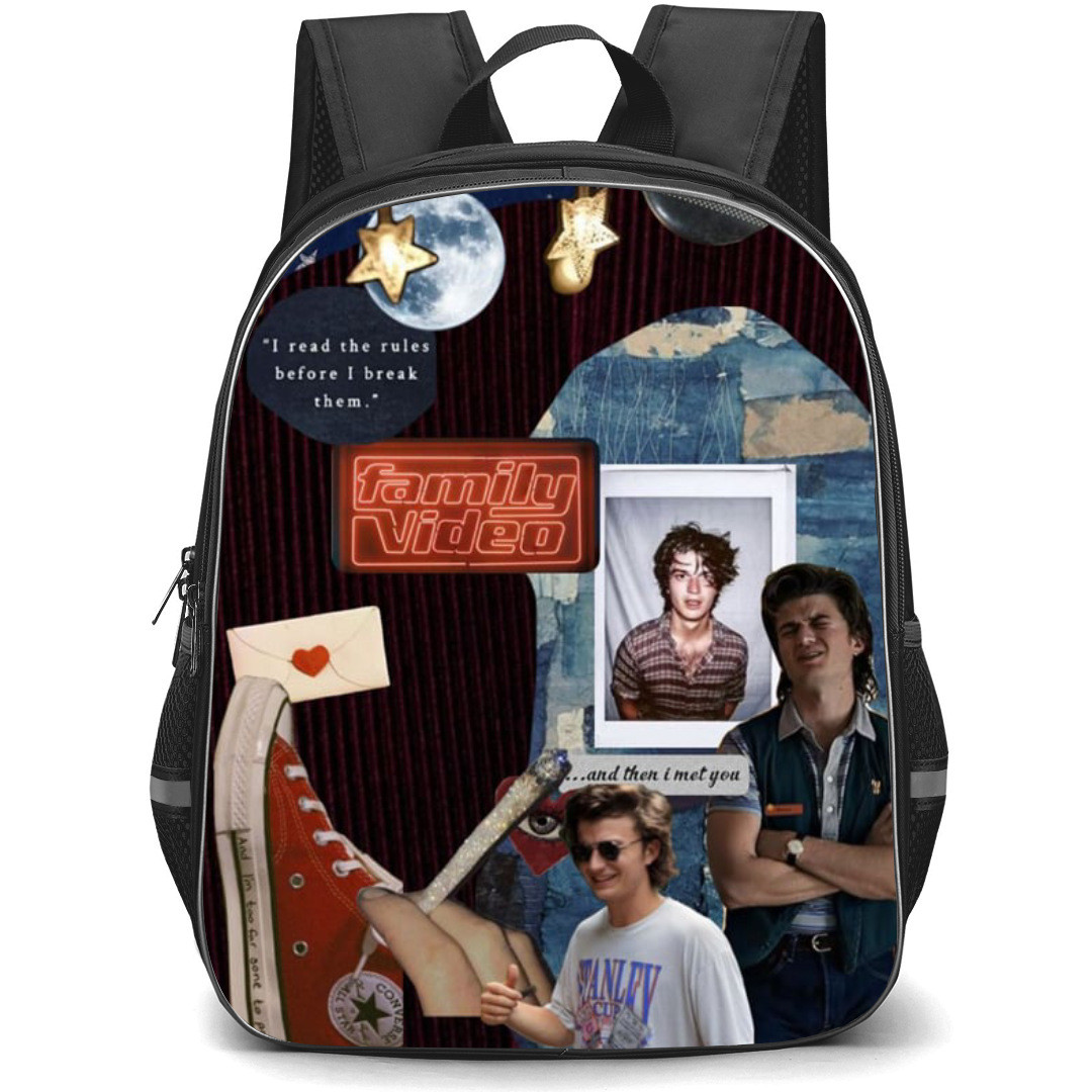 Stranger Things Steve Backpack School Bag StudentPack - Steve Famous Family Video with Boot and Cigarette Poster