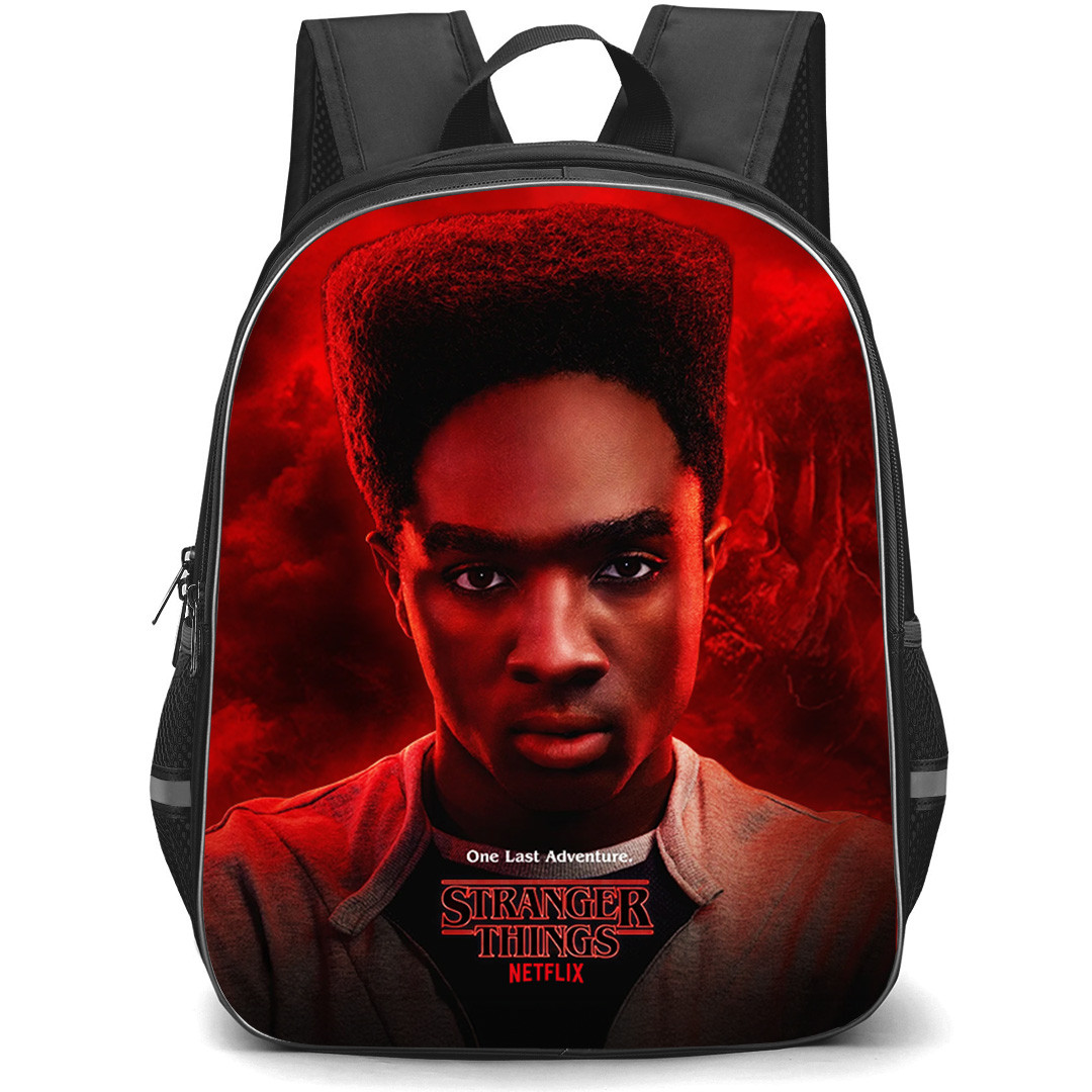 Stranger Things Backpack School Bag StudentPack - Stranger Things 5 Lucas Sinclair Profile Red Background
