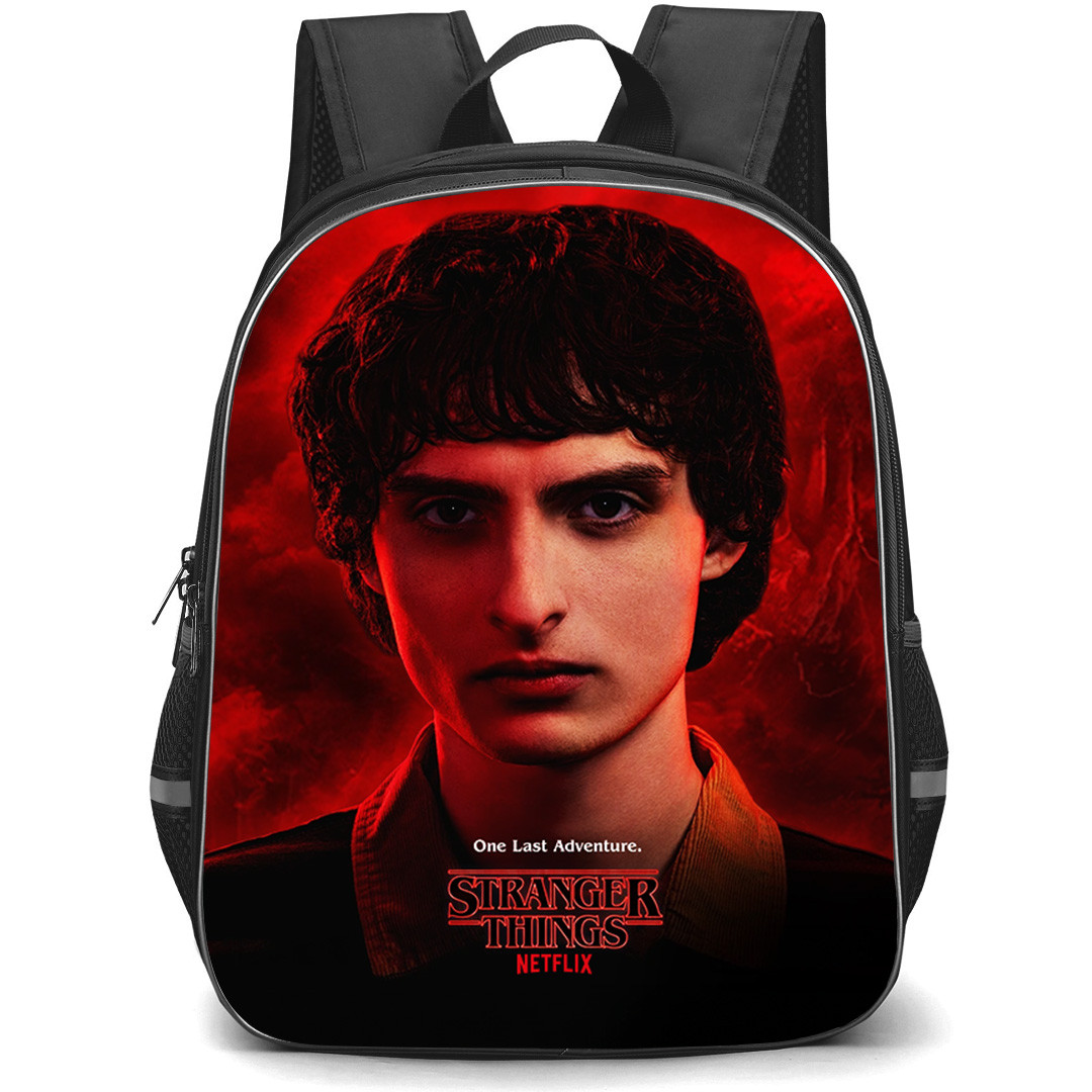 Stranger Things Backpack School Bag StudentPack - Stranger Things 5 Mike Wheeler Profile Red Background