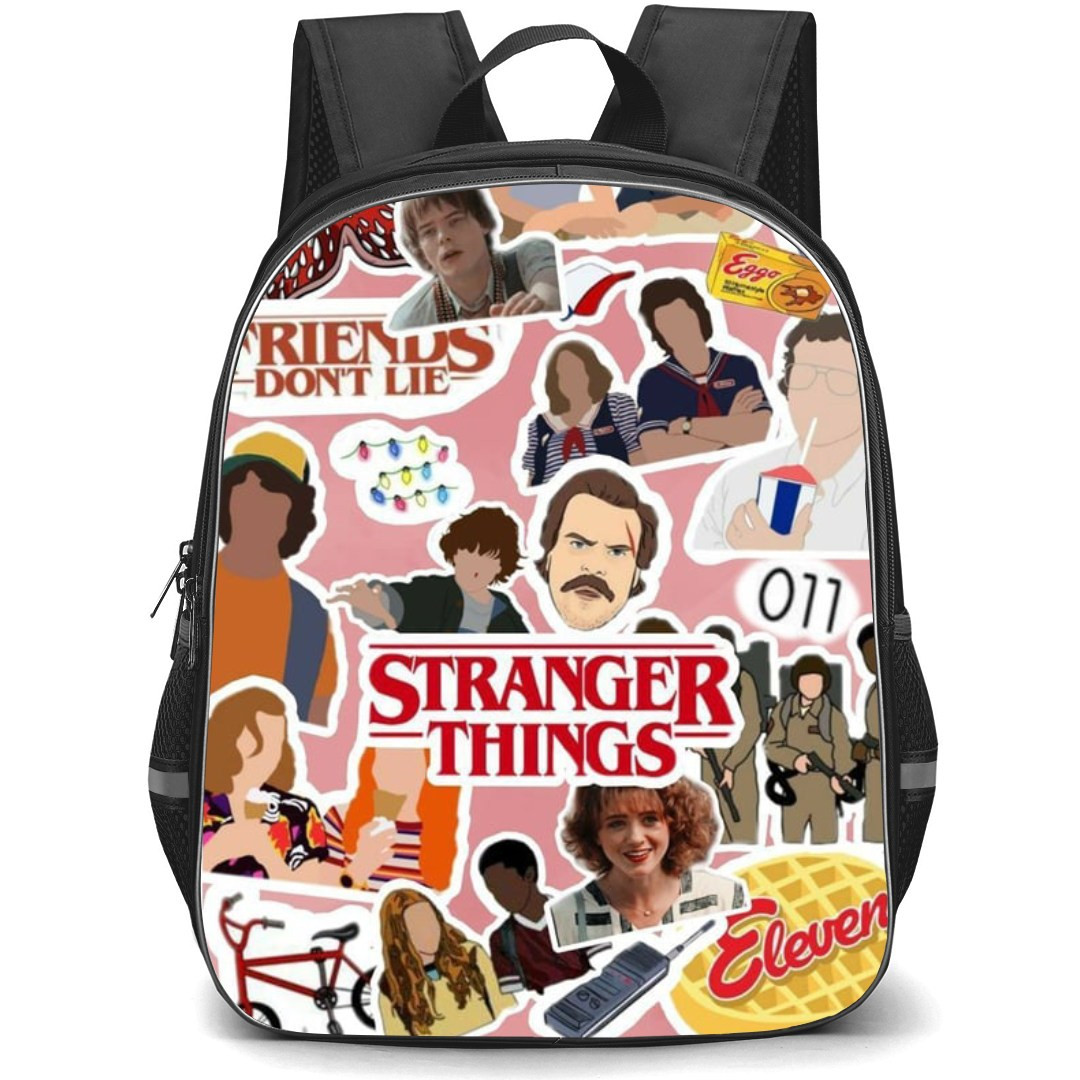 Stranger Things Backpack School Bag StudentPack - Stranger Things Small Face Cuttings Poster Art