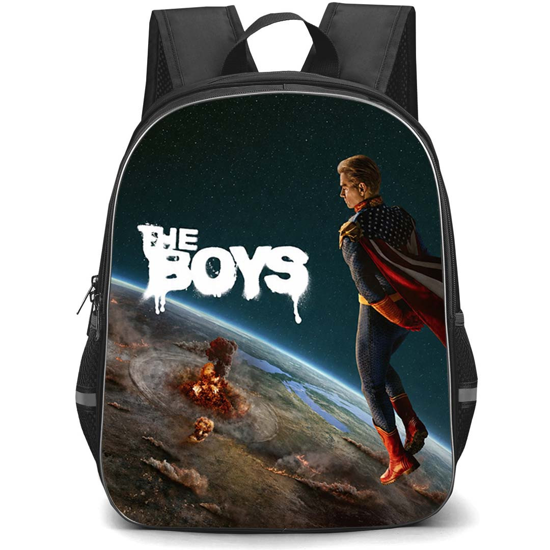 The Boys Homelander Backpack School Bag StudentPack - Homelander Looking Over Earth Poster