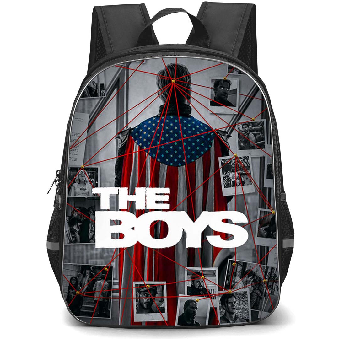 The Boys Homelander Backpack School Bag StudentPack - Homelander Standing Back On Conspiracy Board Poster