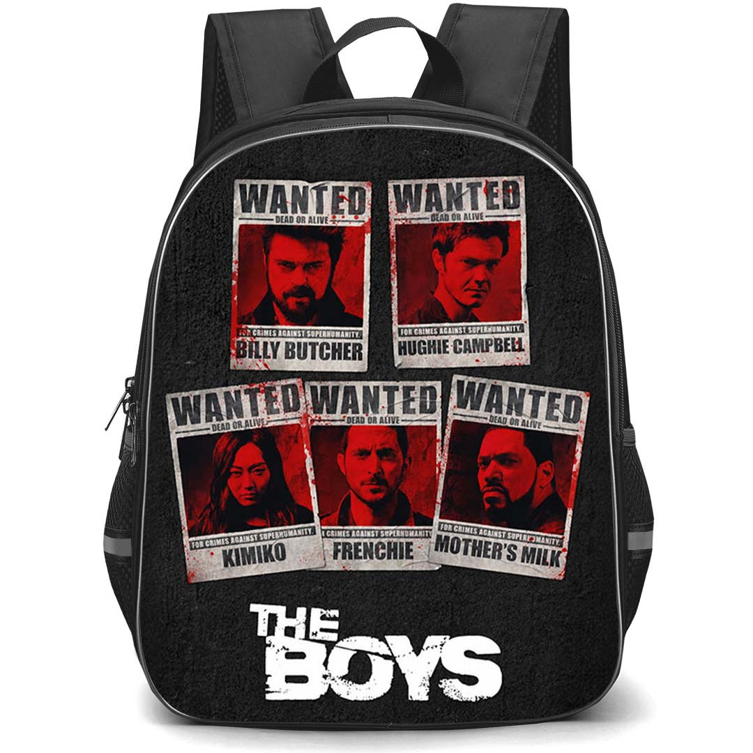 The Boys Backpack School Bag StudentPack - The Boys Wanted Criminal Posters On Dark Background