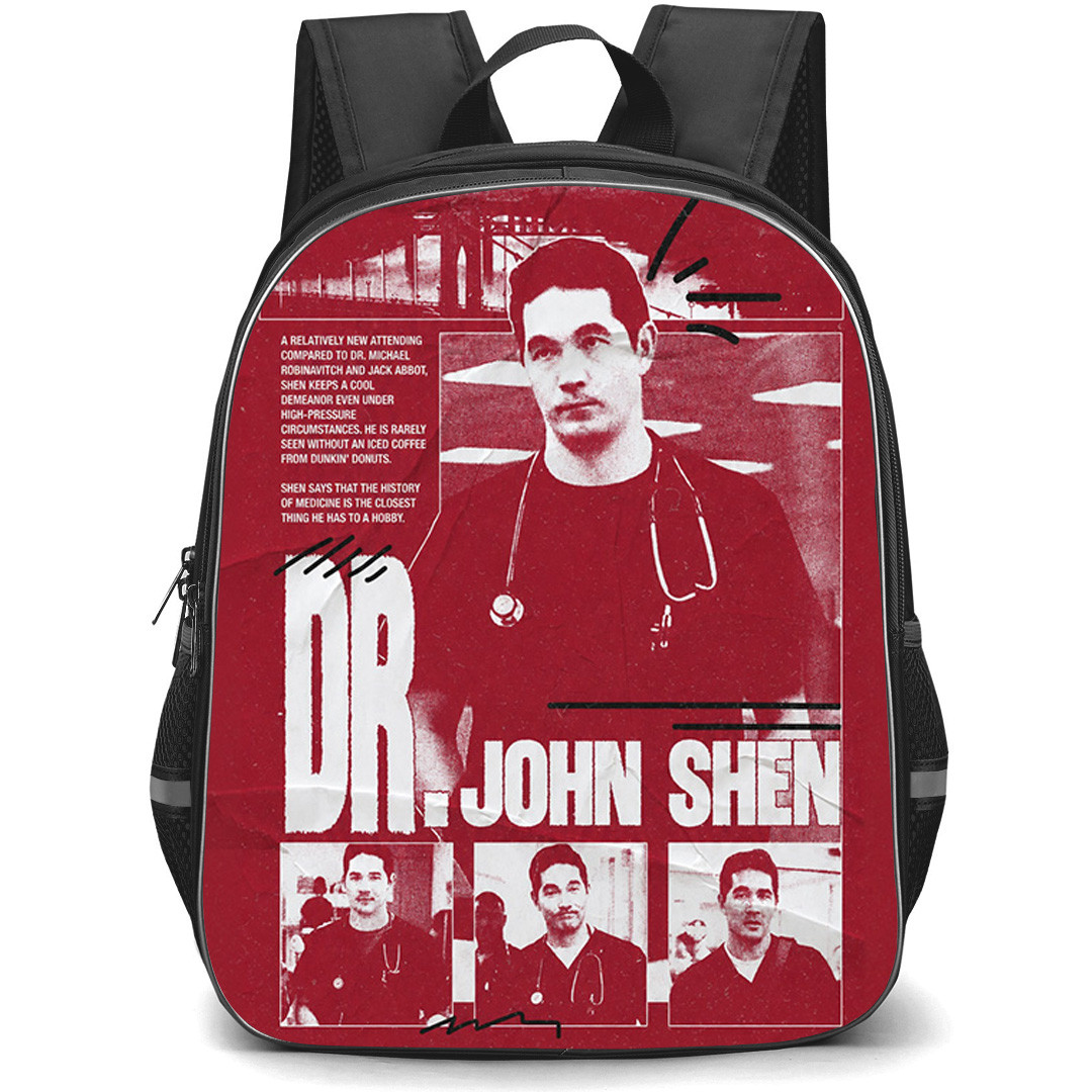 The Pitt Dr John Shen Backpack School Bag StudentPack - Dr John Shen Red Grunge Vintage Poster
