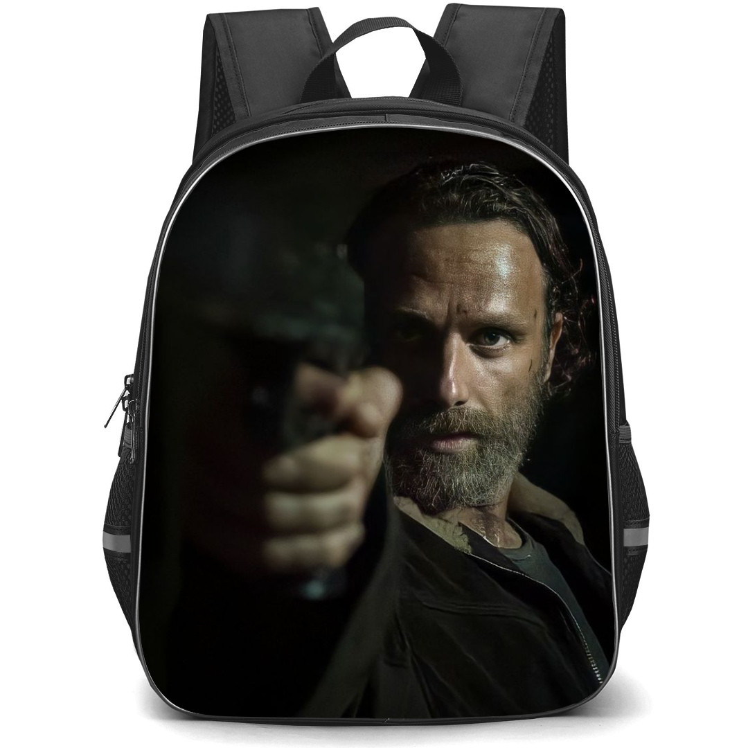 The Walking Dead Backpack StudentPack - Rick Grimes Pointing Gun On Dark Background
