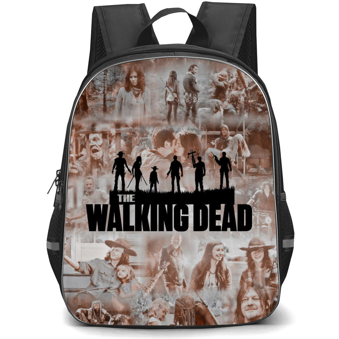 The Walking Dead Backpack StudentPack - The Walking Dead Silhouette Logo On Collage Background