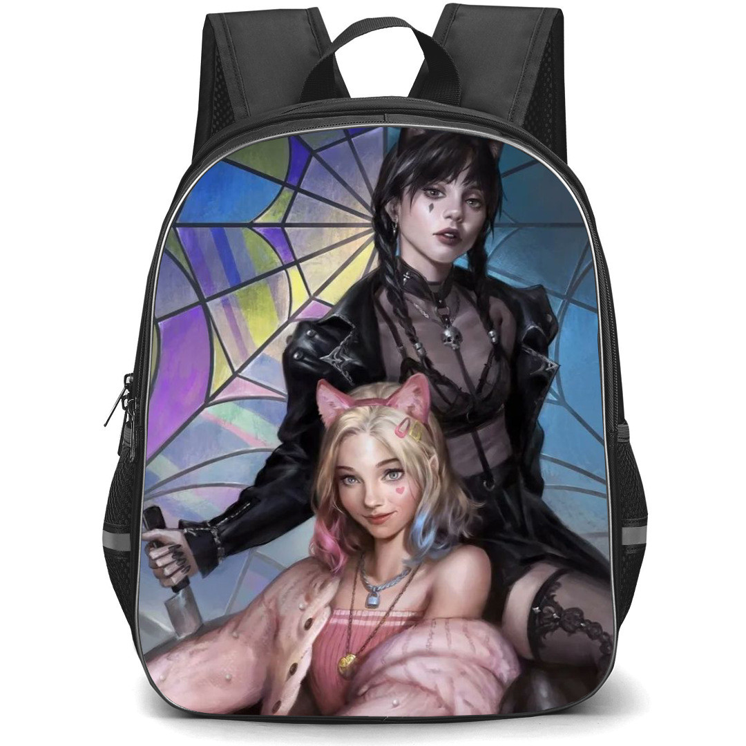 Wednesday Backpack StudentPack - Wednesday BlackCat With A Bit of A Pink Twist Poster