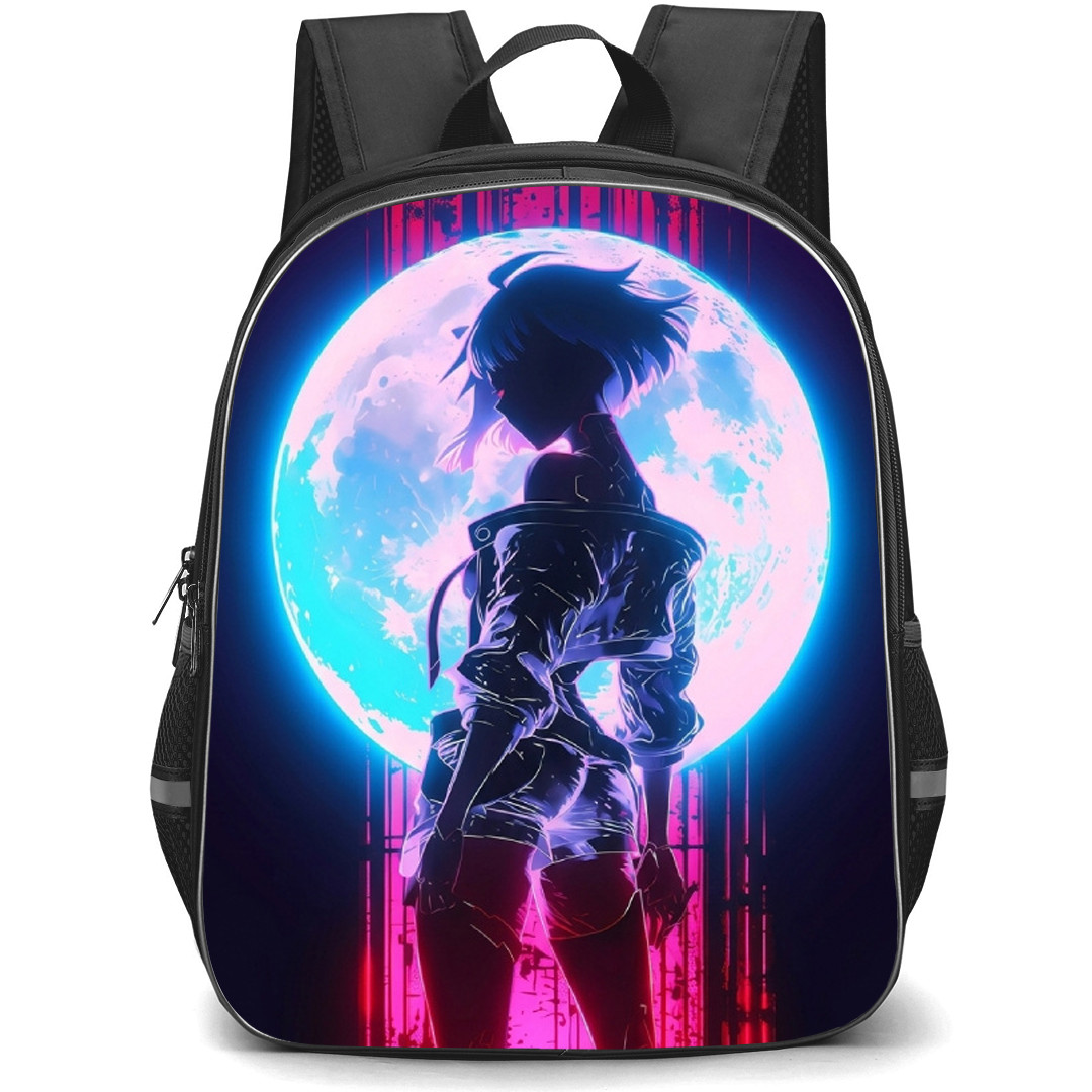 Cyberpunk Edgerunners Lucyna Kushinada Backpack School Bag StudentPack - Lucyna Kushinada Night Silhouette Portrait