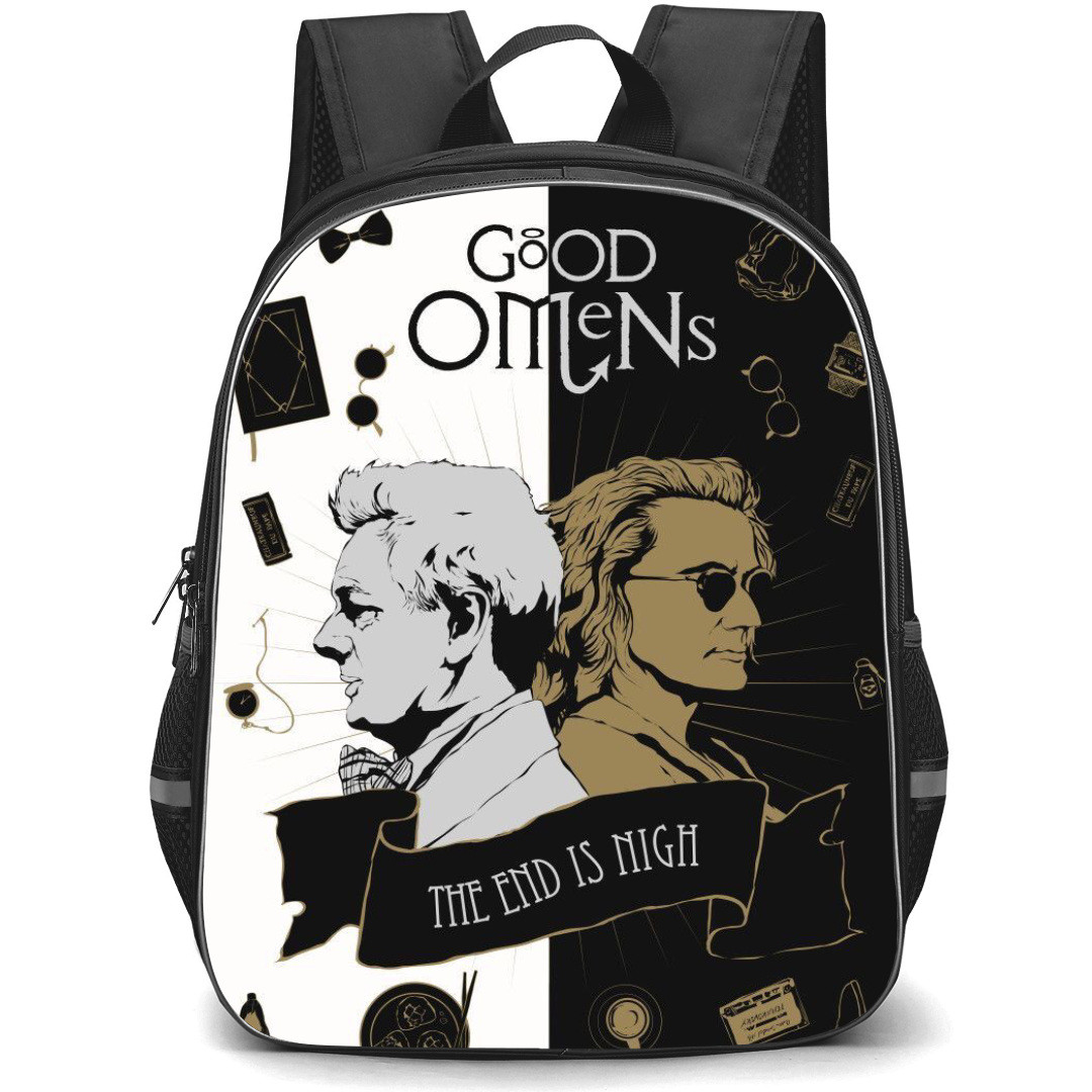 Good Omens Backpack StudentPack - Crowley Aziraphale Black and White