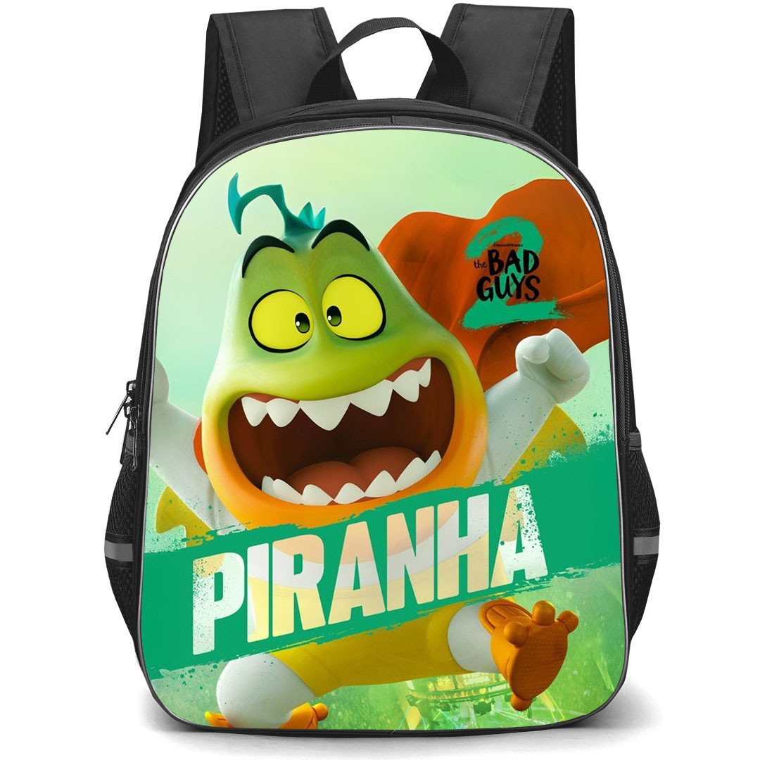 The Bad Guys 2 Piranha Backpack StudentPack - Piranha Smiling Cartoon Art Poster
