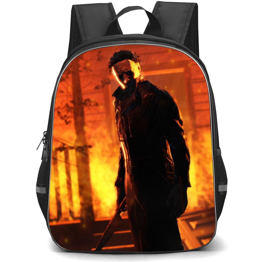 Halloween Michael Myers Backpack StudentPack - Illustration Burning House Background