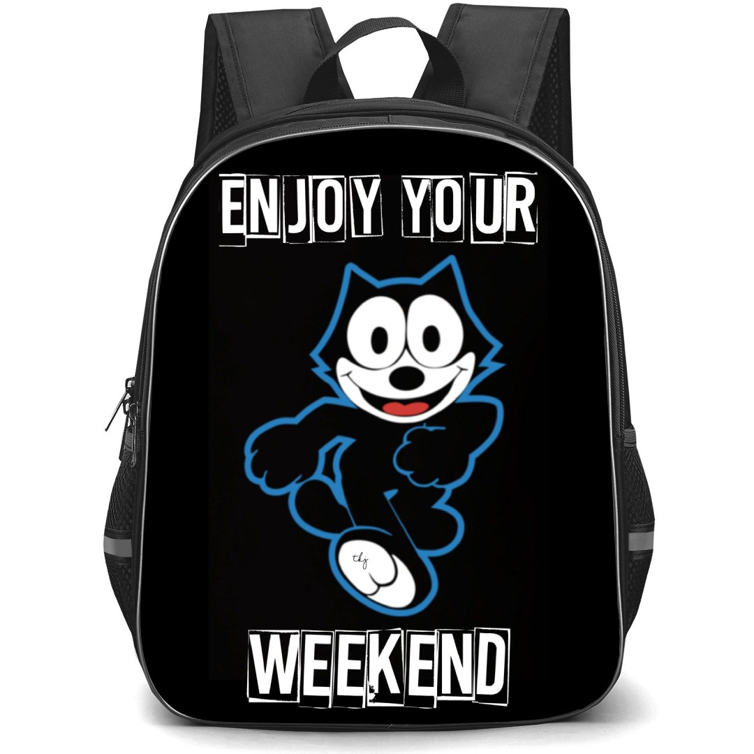Felix the Cat Backpack StudentPack - Felix The Cat Enjoy Your Weekend Black Background