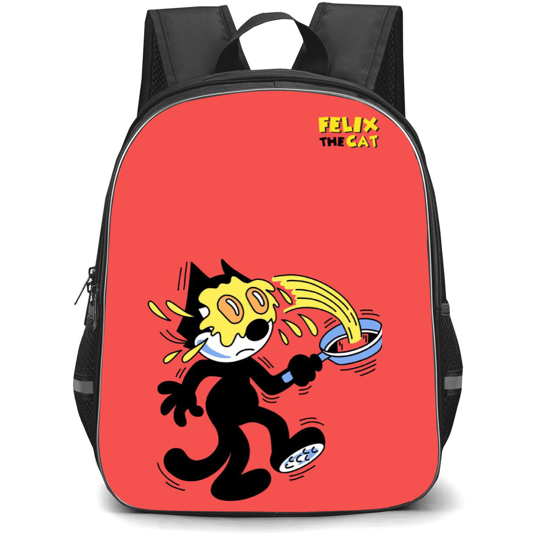Felix the Cat Backpack StudentPack - Felix The Cat Holding Pan Spilling Oil Red Background