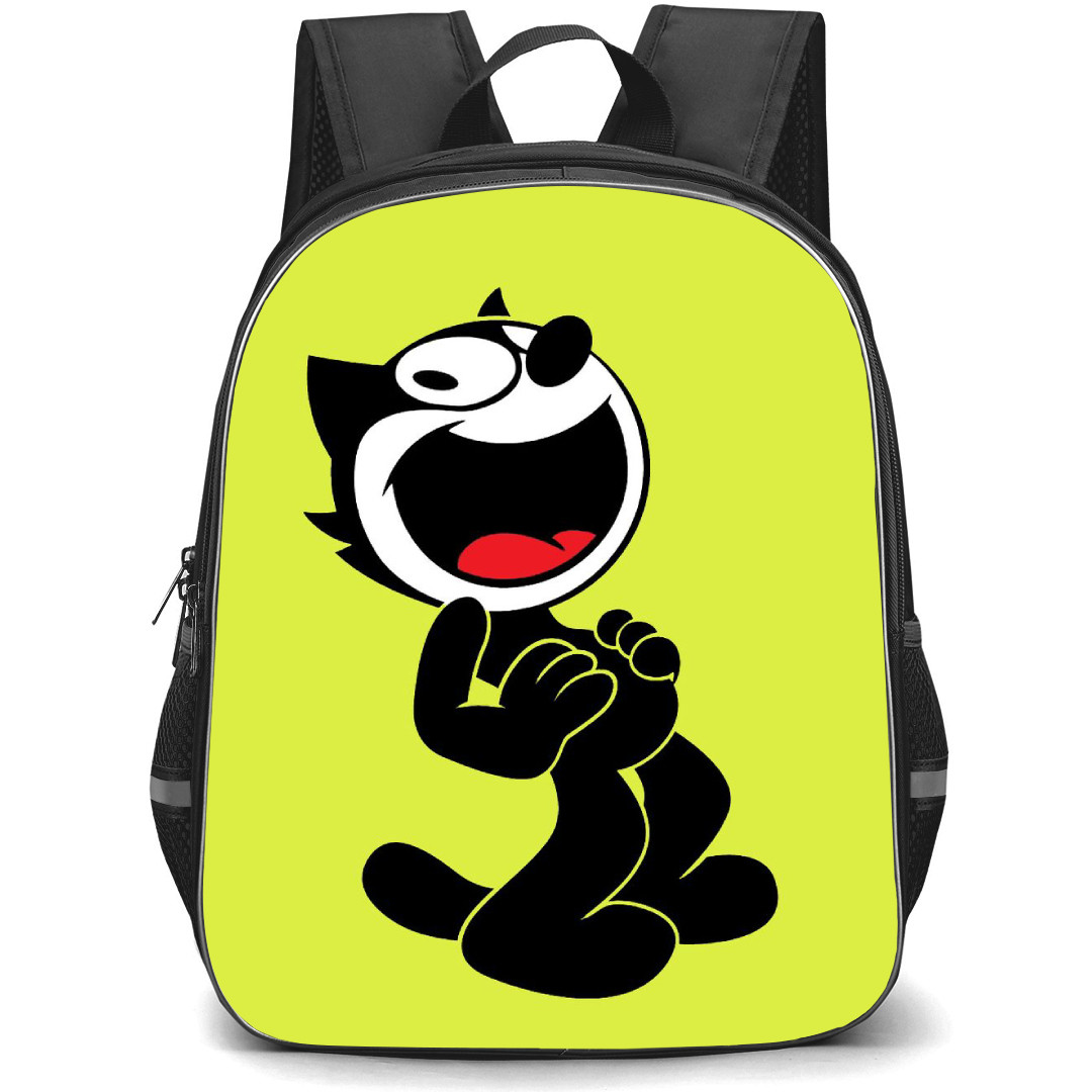 Felix the Cat Backpack StudentPack - Felix The Cat Laughing Holding Tummy Yellow Green Background