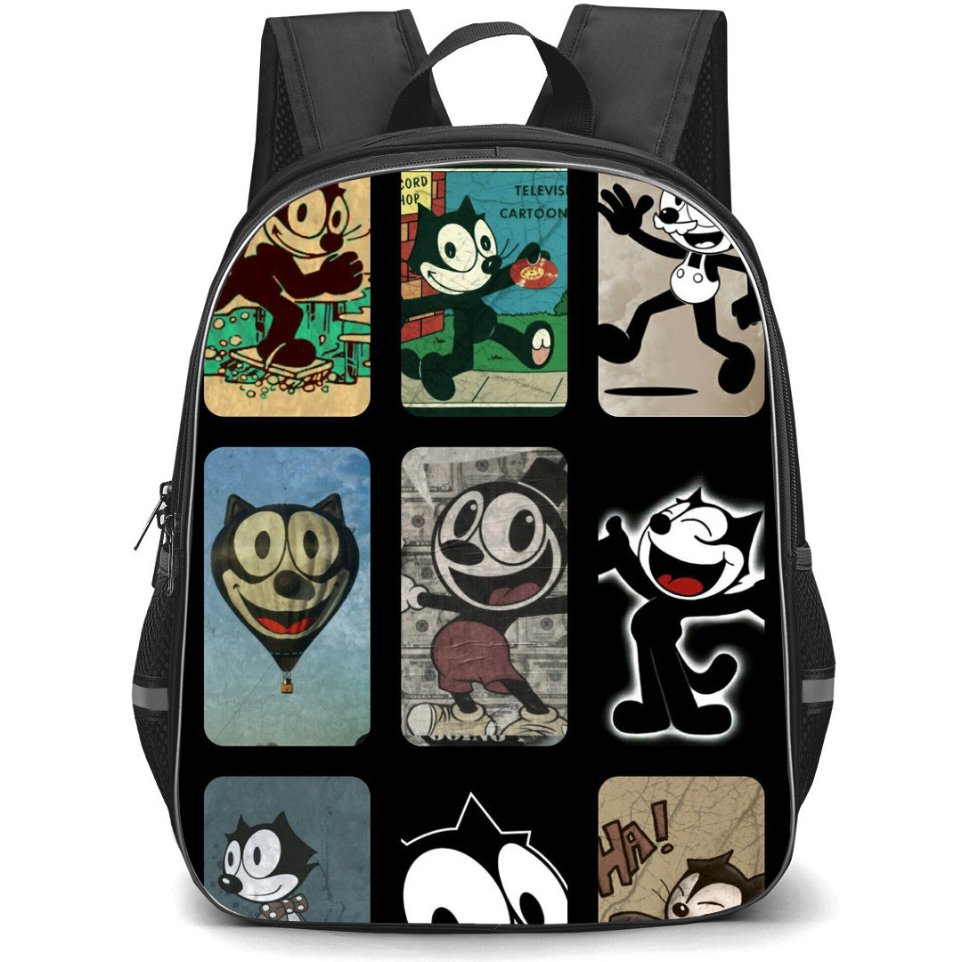 Felix the Cat Backpack StudentPack - Felix The Cat Various Faces Vintage Art Cartoon Collage